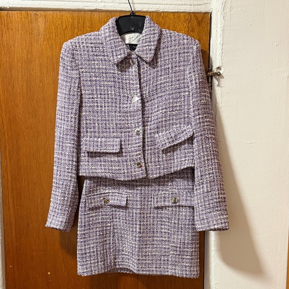 Zara Jackets & Blazers - Zara Lavender Tweed Blazer and Skirt Set